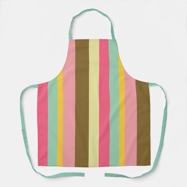 Summer Stripe Color Palette Design Apron (Front)