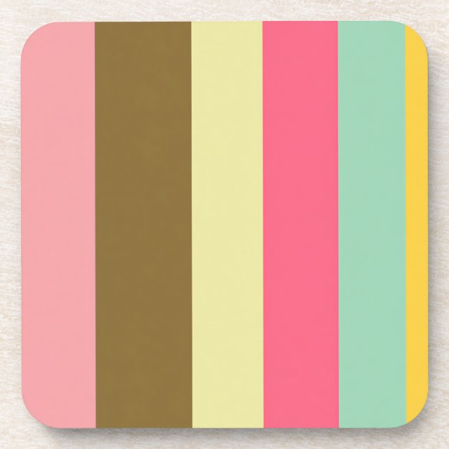 Summer Stripe Colour Palette Design Coaster (Front)