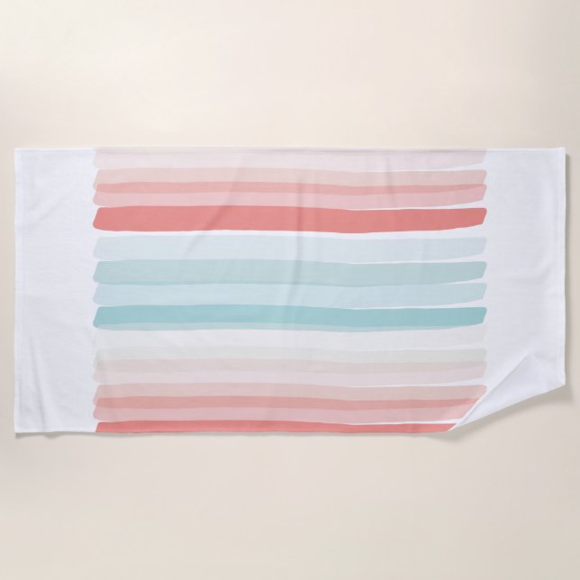 Summer stripes in coral and turquoise bath towel s (Front)