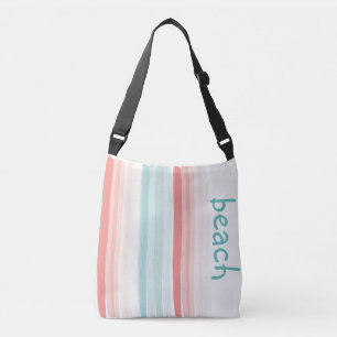 Summer stripes in coral and turquoise crossbody bag