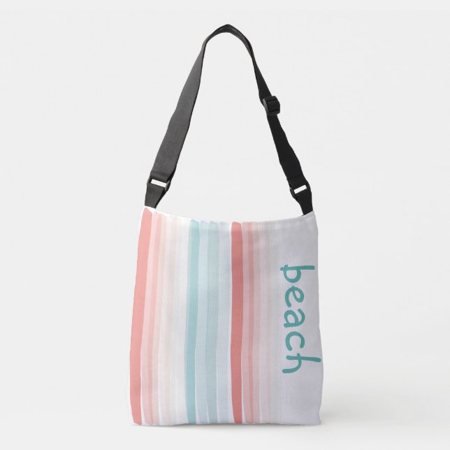 Summer stripes in coral and turquoise crossbody bag (Front)