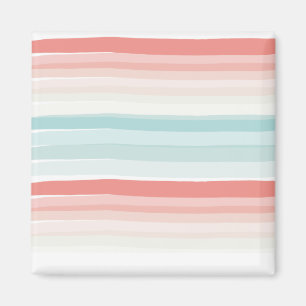 Summer stripes in coral and turquoise magnet