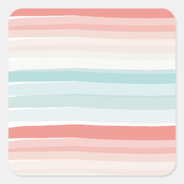 Summer stripes in coral and turquoise stickers (Front)