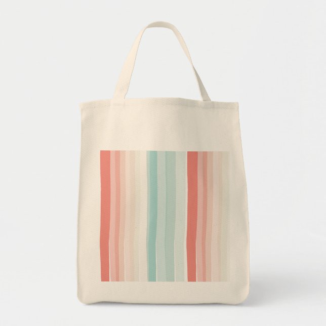 Summer stripes in coral and turquoise tote bag (Front)