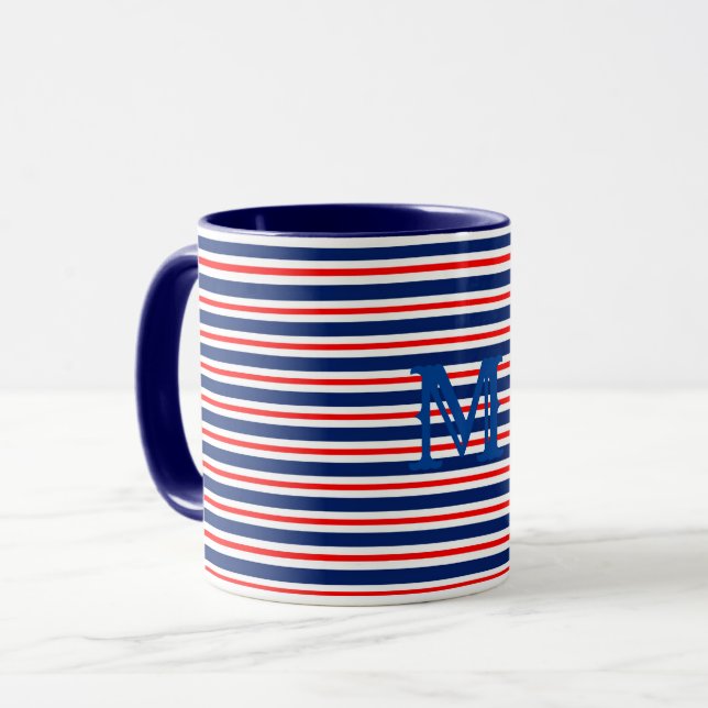 Summer Stripes Monogrammed Ocean Mug (Front Left)