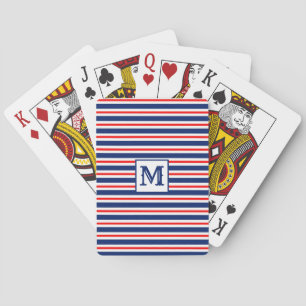 Summer Stripes Monogrammed Ocean Playing Cards