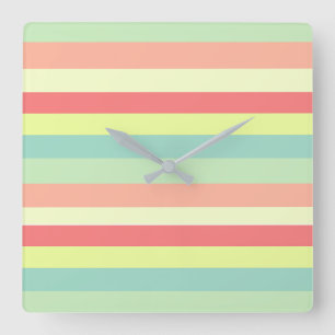 Summer Stripes Square Wall Clock