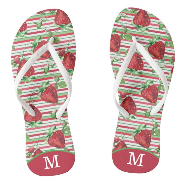 Summer Stripes Strawberry Monogram Jandals (Footbed)