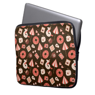 Summer Stuff Chocolate Brown Background Laptop Sleeve