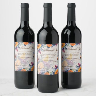Summer Style Floral Thank you Wine Label