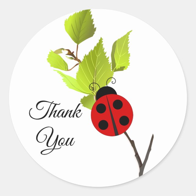 Summer Style Ladybug Thank You Sticker (Front)