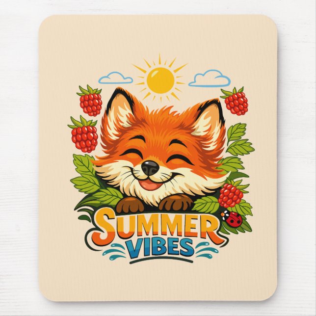 Summer-style Mouse Pad  with a fox design (Front)