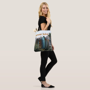 Summer Suite Surfboards & Palm Trees Tote Bag