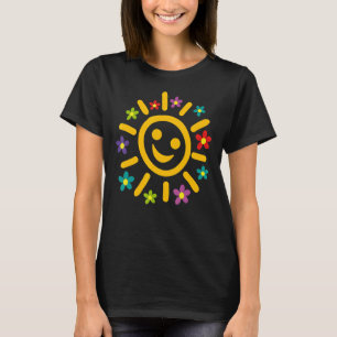 Summer sun blue clouds colourful flowers and fun T-Shirt