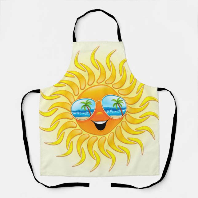 Summer Sun Cartoon with Sunglasses  Apron (Front)