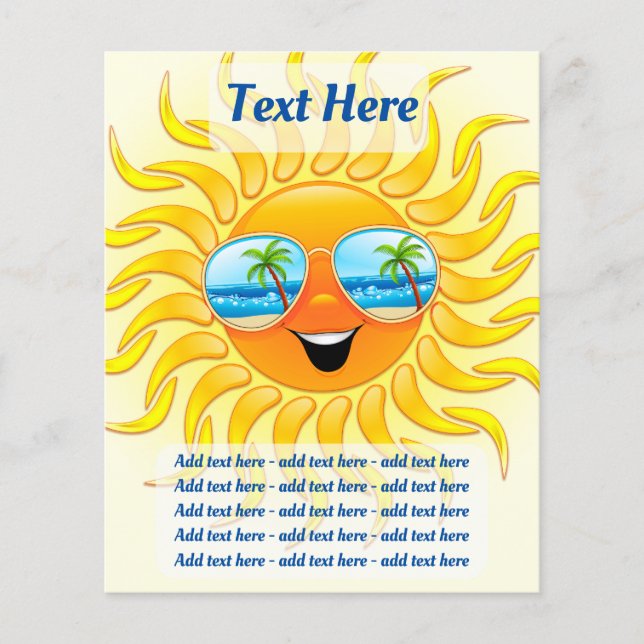 Summer Sun Cartoon with Sunglasses  Flyer (Front)