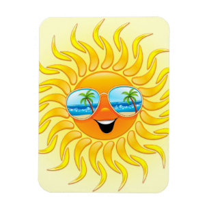 Summer Sun Cartoon with Sunglasses Magnet