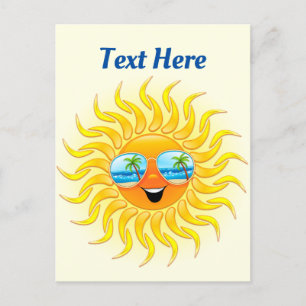 Summer Sun Cartoon with Sunglasses Postcard