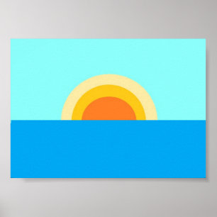 Summer Sun Setting in the Sea Poster
