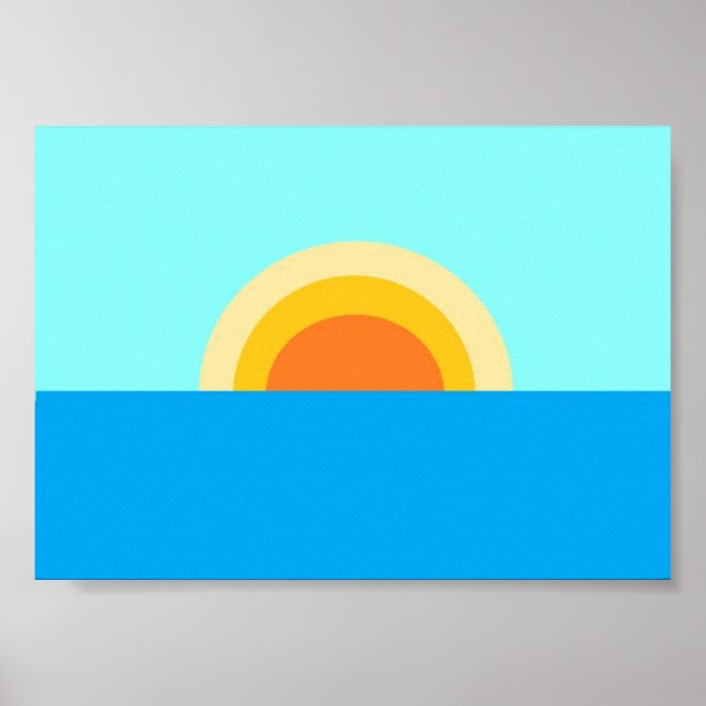 Summer Sun Setting in the Sea Poster (Front)