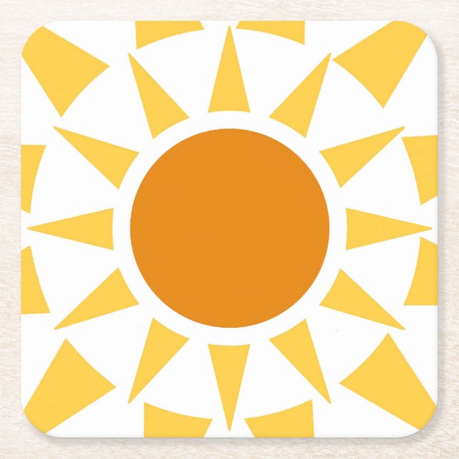 Summer Sun Square Paper Coaster (Front)