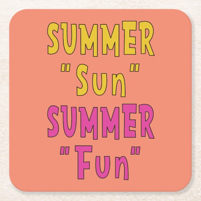 Summer Sun Summer Fun Square Paper Coaster (Front)