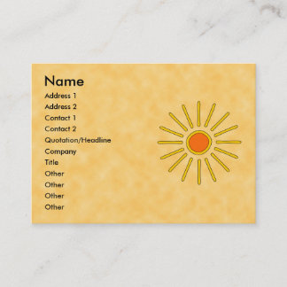 Summer sun. Warm yellow colours. Business Card