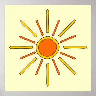 Summer sun. Yellow and orange. Poster