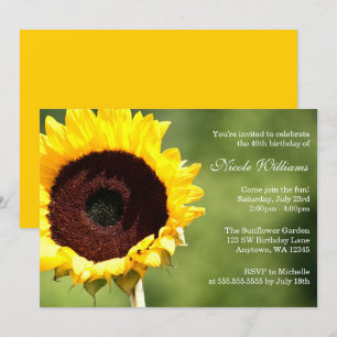 Summer Sunflower 40th Birthday Party Invitations