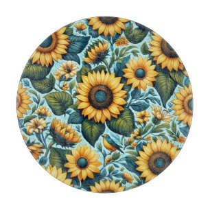 Summer/sunflower/bird Cutting Board