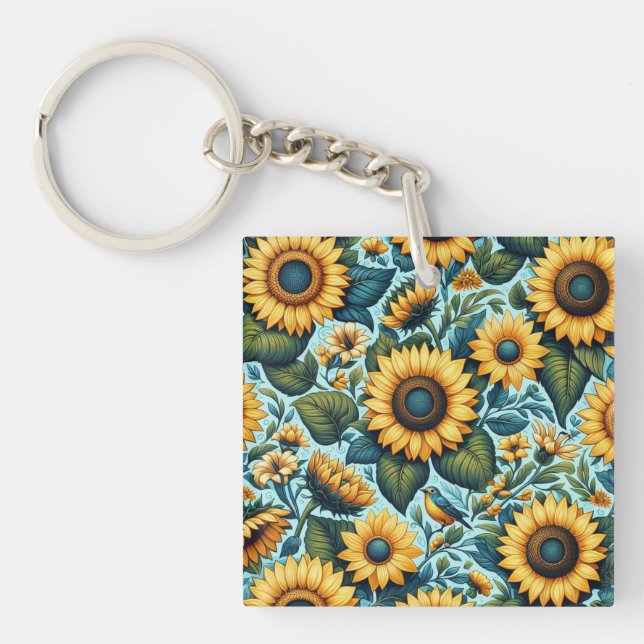 Summer/sunflower/bird Key Ring (Front)