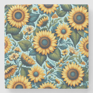 Summer/sunflower/bird Stone Coaster