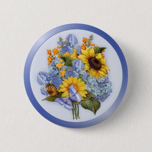 Summer Sunflower Bouquet 6 Cm Round Badge