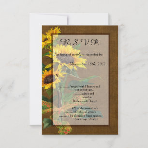 Summer Sunflower Burlap 3.5x5 R.S.V.P. Reply Card