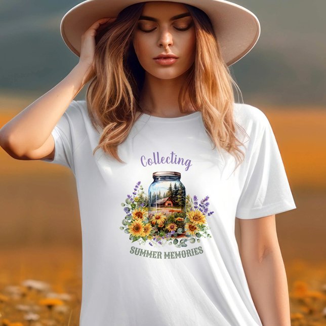 Summer Sunflower Camping Nature Custom Name Text T-Shirt (Summer Sunflower Camping Nature Custom Name Text T-Shirt)