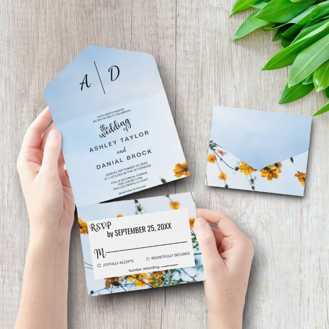 Summer sunflower floral All in One Wedding Invite (Creator Uploaded)