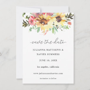 Summer Sunflower Floral Save The Date