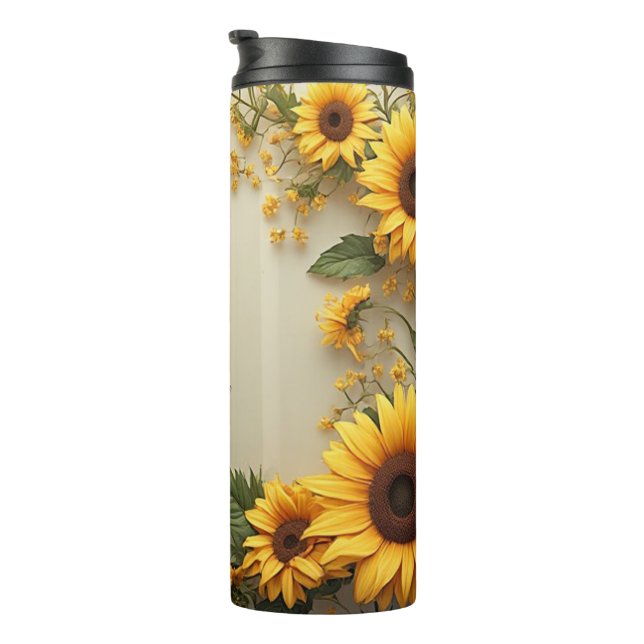 Summer Sunflower Garden Design Thermal Tumbler (Rotated Right)