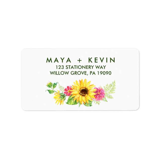 Summer Sunflower Wedding Label (Front)