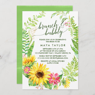 Summer Sunflower Wreath Brunch and Bubbly Invitation
