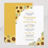 Summer Sunflower Yellow White Floral Quinceanera
