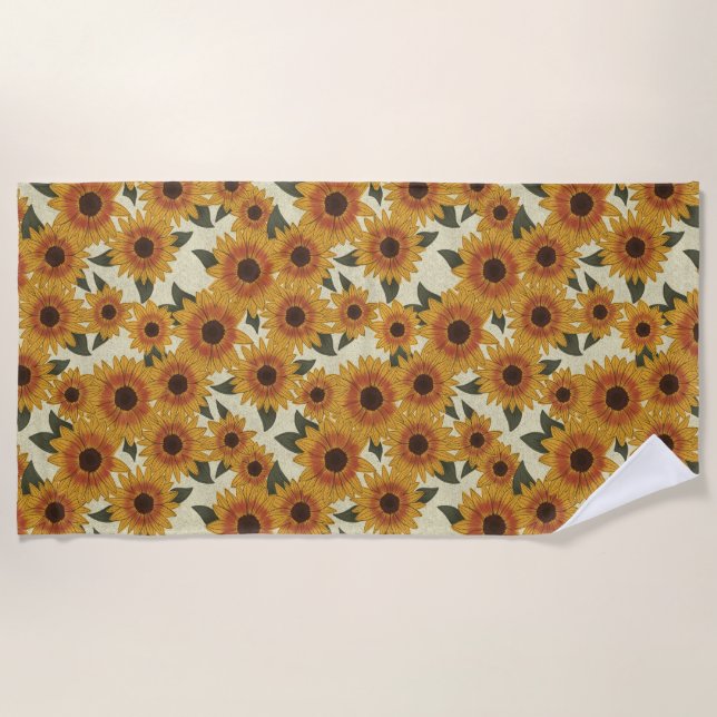 Summer Sunflowers Beach Towel (Front)