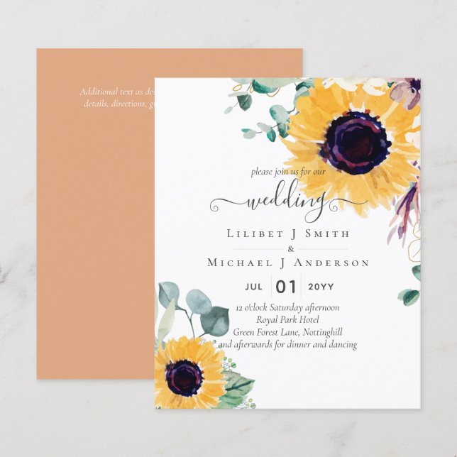 Summer Sunflowers Eucalyptus Greenery Wedding (Front/Back)