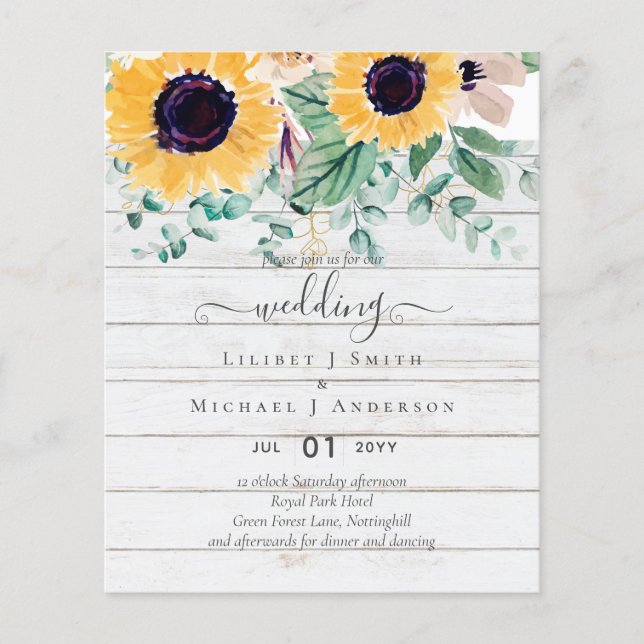 Summer Sunflowers Eucalyptus Greenery Wedding Flye Flyer (Front)