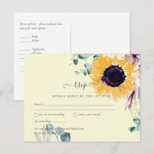 Summer Sunflowers Eucalyptus Greenery Wedding Postcard