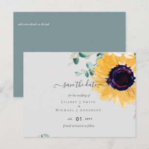 Summer Sunflowers Eucalyptus Greenery Wedding Postcard