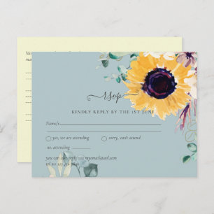 Summer Sunflowers Eucalyptus Greenery Wedding Postcard