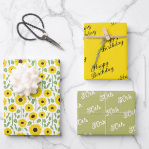 Summer Sunflowers Floral Coordinated Wrapping Paper Sheet
