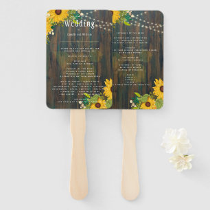 Summer Sunflowers Rustic Wood Wedding Hand Fan