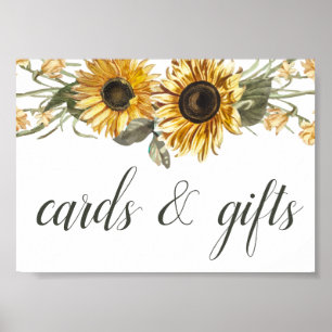 Summer Sunflowers Wedding Cards & Gifts Sign